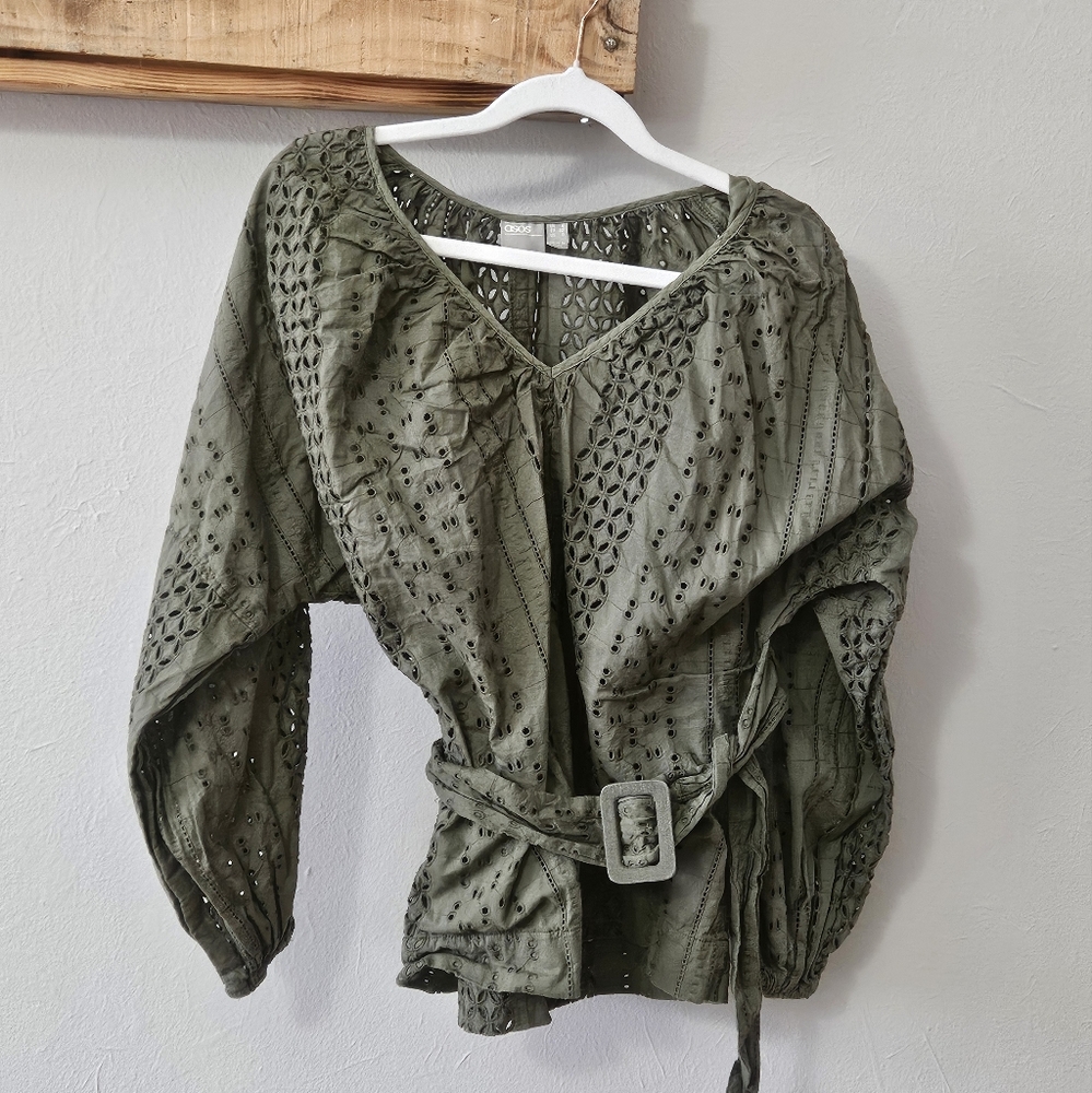 ASOS  green eyelet cotton top